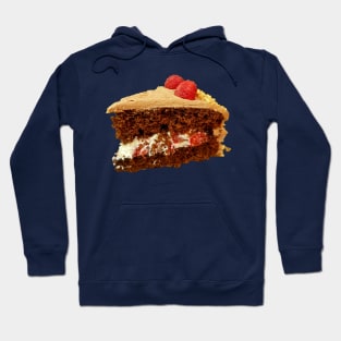 Sweet Food Slice of Frosted Cake with Cream and Raspberries Hoodie